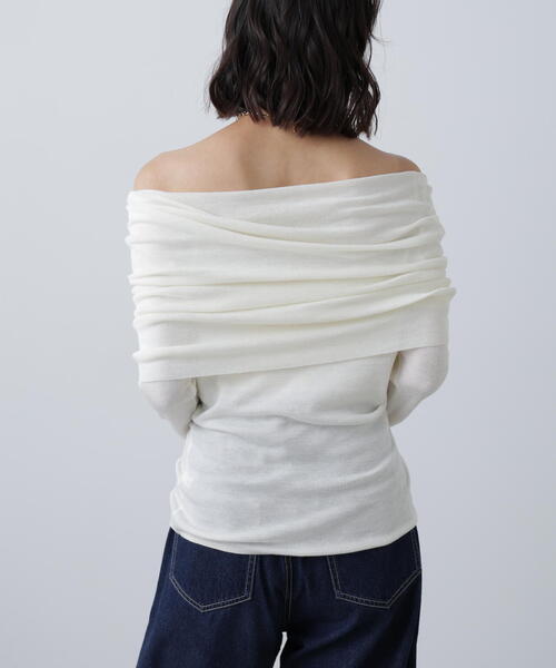 FREE'S MART（フリーズマート）の「◆【RIO企画】袖口ボタンオフショルニット〈MFM〉（ニット/セーター・レディース・グレー/ホワイト/ピンク/ネイビー・FREE）」の13枚目の写真