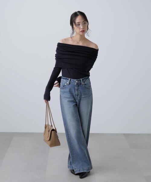 FREE'S MART（フリーズマート）の「◆【RIO企画】袖口ボタンオフショルニット〈MFM〉（ニット/セーター・レディース・グレー/ホワイト/ピンク/ネイビー・FREE）」の10枚目の写真