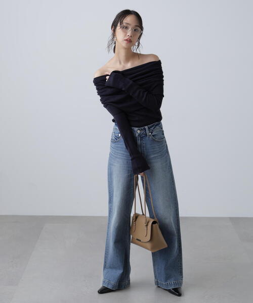 FREE'S MART（フリーズマート）の「◆【RIO企画】袖口ボタンオフショルニット〈MFM〉（ニット/セーター・レディース・グレー/ホワイト/ピンク/ネイビー・FREE）」の11枚目の写真