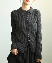 Sawa a la mode | ミックスニットホック付きポロトップス(ニット/セーター)