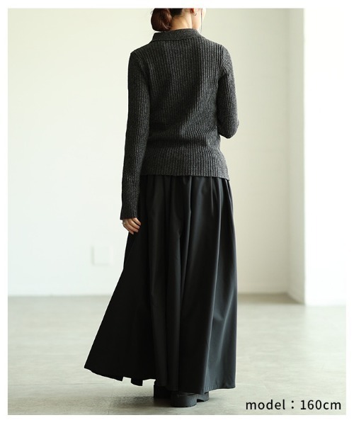 Sawa a la mode(サワアラモード)の「ミックスニットホック付きポロトップス(ニット/セーター・レディース・チャコールグレー/アイボリー・FREE)」の19枚目の写真
