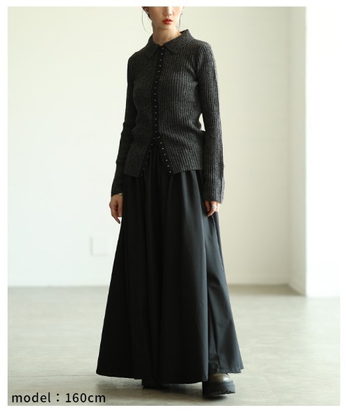Sawa a la mode(サワアラモード)の「ミックスニットホック付きポロトップス(ニット/セーター・レディース・チャコールグレー/アイボリー・FREE)」の22枚目の写真