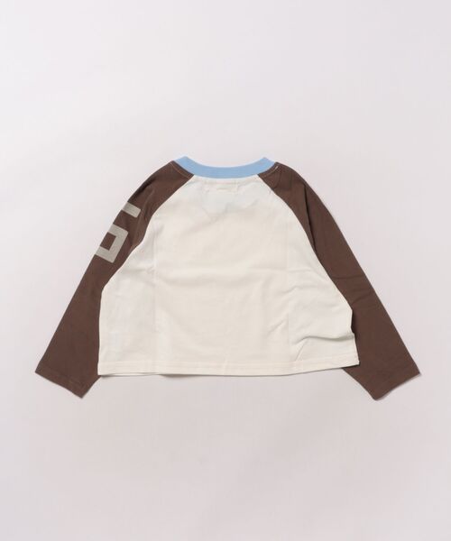 aimoha（アイモハ）の「【aimoha-KIDS-】バイカラー ラグランロンT（Tシャツ/カットソー・キッズ・ブルー/チョコ/グリーン・90/100/110/120/130）」の4枚目の写真