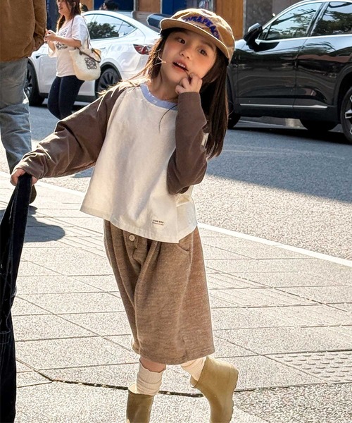 aimoha（アイモハ）の「【aimoha-KIDS-】バイカラー ラグランロンT（Tシャツ/カットソー・キッズ・ブルー/チョコ/グリーン・90/100/110/120/130）」の11枚目の写真