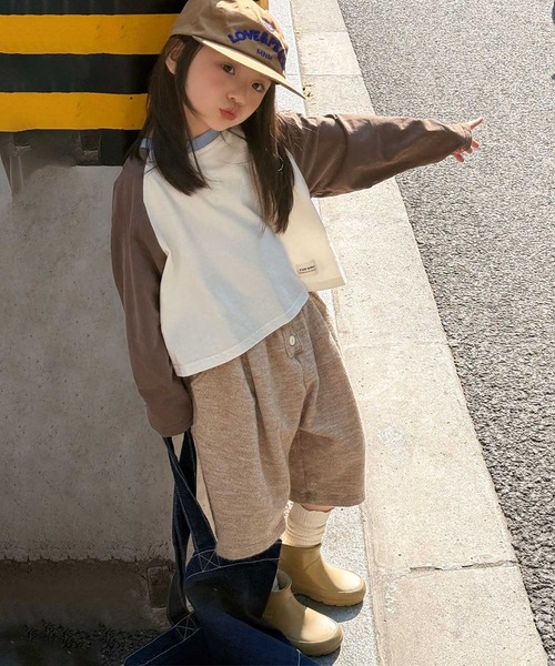 aimoha（アイモハ）の「【aimoha-KIDS-】バイカラー ラグランロンT（Tシャツ/カットソー・キッズ・ブルー/チョコ/グリーン・90/100/110/120/130）」の13枚目の写真