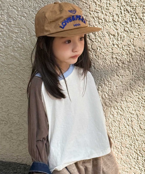 aimoha（アイモハ）の「【aimoha-KIDS-】バイカラー ラグランロンT（Tシャツ/カットソー・キッズ・ブルー/チョコ/グリーン・90/100/110/120/130）」の15枚目の写真