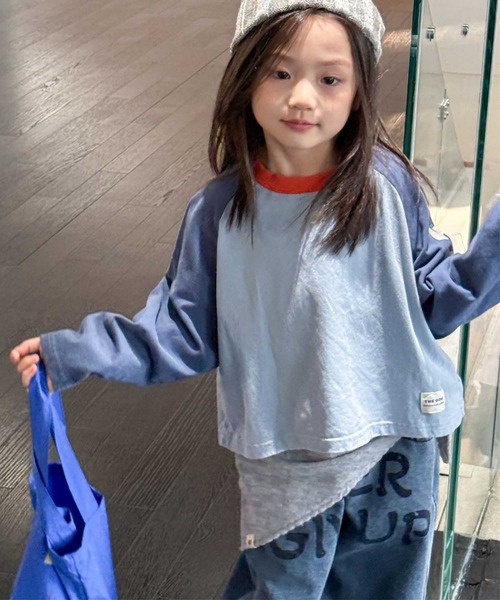 aimoha（アイモハ）の「【aimoha-KIDS-】バイカラー ラグランロンT（Tシャツ/カットソー・キッズ・ブルー/チョコ/グリーン・90/100/110/120/130）」の18枚目の写真