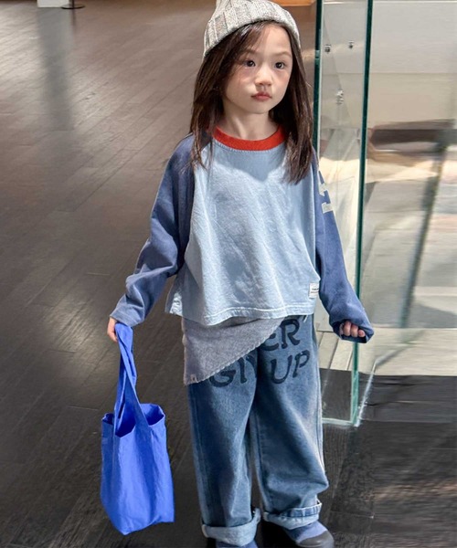 aimoha（アイモハ）の「【aimoha-KIDS-】バイカラー ラグランロンT（Tシャツ/カットソー・キッズ・ブルー/チョコ/グリーン・90/100/110/120/130）」の20枚目の写真