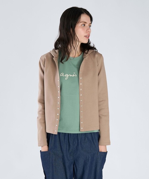 agnes b.（アニエスベー）の「オーガニックコットン メルトン 長袖 カーディガンプレッション "Capuche"（カーディガン/ボレロ・レディース・ベージュ・1/2/3）」の4枚目の写真