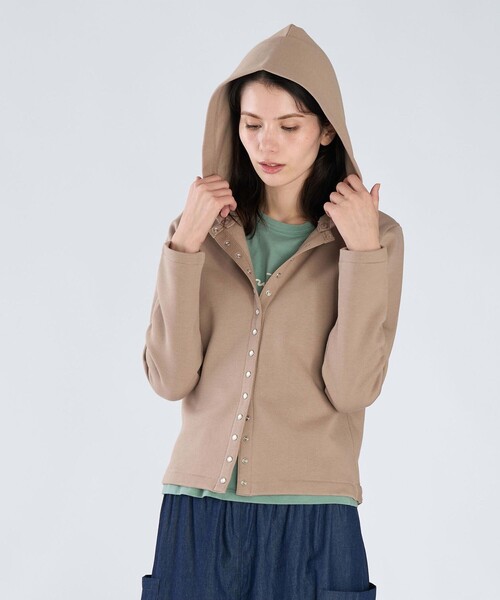 agnes b.（アニエスベー）の「オーガニックコットン メルトン 長袖 カーディガンプレッション "Capuche"（カーディガン/ボレロ・レディース・ベージュ・1/2/3）」の5枚目の写真