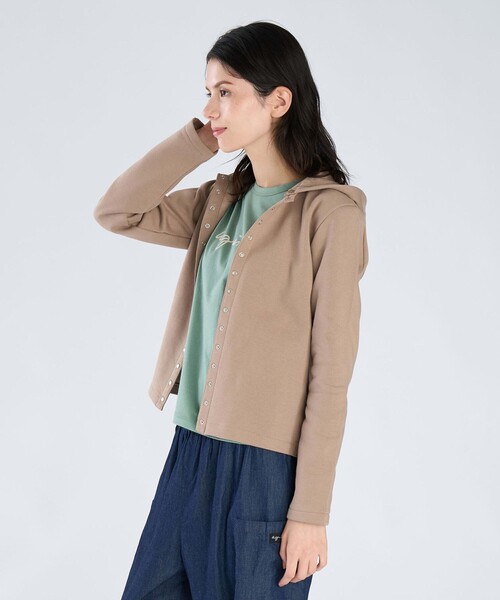 agnes b.（アニエスベー）の「オーガニックコットン メルトン 長袖 カーディガンプレッション "Capuche"（カーディガン/ボレロ・レディース・ベージュ・1/2/3）」の6枚目の写真