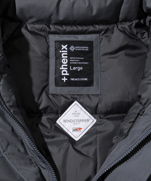 +phenix(プラスフェニックス)の「+phenix/プラスフェニックス 別注 GORE-TEX WINDSTOPPER DOWN JACET LEVEL7/ゴアテックス ウインドストッパー ダウン ジャケット レベル7(ダウンジャケット/コート・メンズ・ブラック/チャコールグレー/セージグリーン・SMALL/MEDIUM/LARGE)」の16枚目の写真
