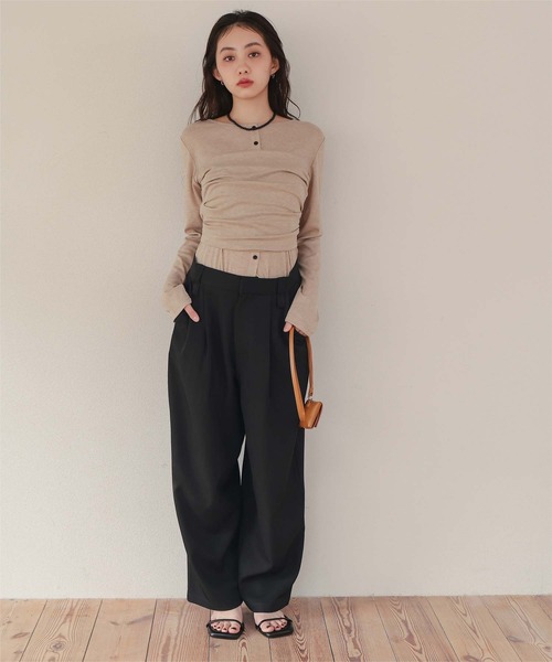 miette(ミエット)の「ローライズスラックスパンツ(その他パンツ・レディース・チャコール/グレイッシュベージュ/ブラック/オフホワイト・M/L/S)」の21枚目の写真