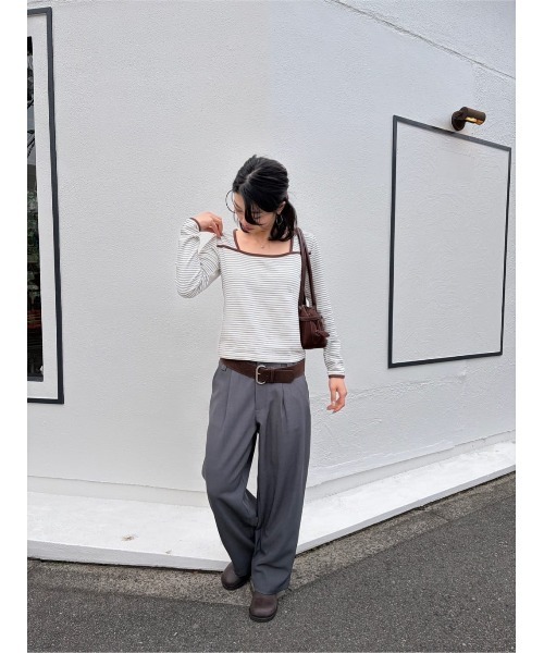 miette(ミエット)の「ローライズスラックスパンツ(その他パンツ・レディース・チャコール/グレイッシュベージュ/ブラック/オフホワイト・M/L/S)」の15枚目の写真