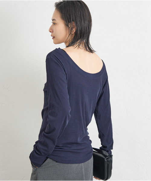 JOURNAL STANDARD(ジャーナルスタンダード)の「《追加3》シアーフライス2WAYロングスリーブ(Tシャツ/カットソー・レディース・ブラック/ブラウン/ネイビー/ホワイト・FREE)」の4枚目の写真