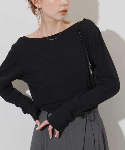 JOURNAL STANDARD(ジャーナルスタンダード)の「《追加3》シアーフライス2WAYロングスリーブ(Tシャツ/カットソー・レディース・ブラック/ブラウン/ネイビー/ホワイト・FREE)」の3枚目の写真