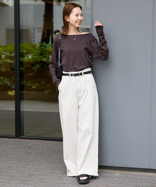 JOURNAL STANDARD(ジャーナルスタンダード)の「《追加3》シアーフライス2WAYロングスリーブ(Tシャツ/カットソー・レディース・ブラック/ブラウン/ネイビー/ホワイト・FREE)」の16枚目の写真