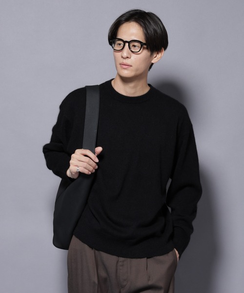 NANO universe（ナノユニバース）の「アンゴラ混ライトクルーネックニット（ニット/セーター・メンズ・ブラック/ライトピンク/サックスブルー/チャコール/モカ・L/M）」の2枚目の写真