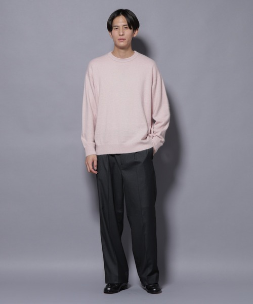 NANO universe（ナノユニバース）の「アンゴラ混ライトクルーネックニット（ニット/セーター・メンズ・ブラック/ライトピンク/サックスブルー/チャコール/モカ・L/M）」の12枚目の写真