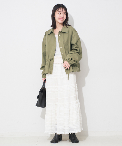 SLOBE IENA（スローブイエナ）の「ONE TEASPOON/ワンティースプーン シャツジャケット TIE WAIST COTTON SHI（ブルゾン・レディース・カーキ・FREE）」の2枚目の写真