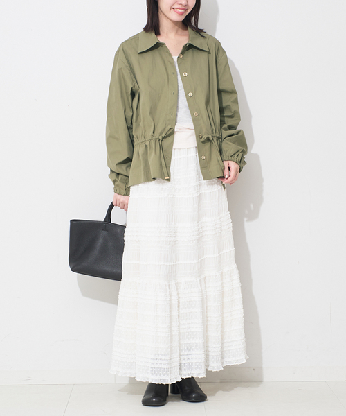 SLOBE IENA（スローブイエナ）の「ONE TEASPOON/ワンティースプーン シャツジャケット TIE WAIST COTTON SHI（ブルゾン・レディース・カーキ・FREE）」の3枚目の写真