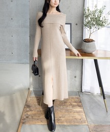 CLEAR BASIC | オフショル風ニットワンピース[大人 フェミニン 上品]≪AW新作≫(ワンピース)