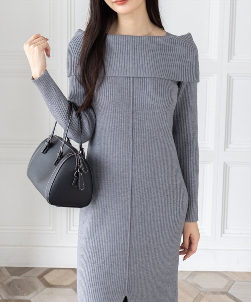 セール】オフショル風ニットワンピース[大人 フェミニン 上品]≪AW新作