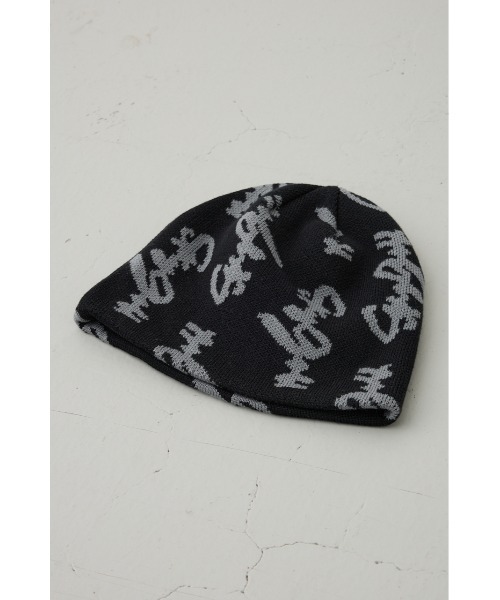 AZUL by moussy(アズールバイマウジー)の「総ロゴニット帽(ニットキャップ/ビーニー・メンズ・グレー/ブラック・FREE)」の7枚目の写真