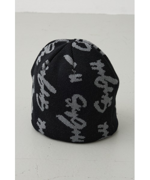 AZUL by moussy(アズールバイマウジー)の「総ロゴニット帽(ニットキャップ/ビーニー・メンズ・グレー/ブラック・FREE)」の9枚目の写真