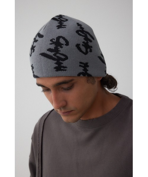 AZUL by moussy(アズールバイマウジー)の「総ロゴニット帽(ニットキャップ/ビーニー・メンズ・グレー/ブラック・FREE)」の11枚目の写真