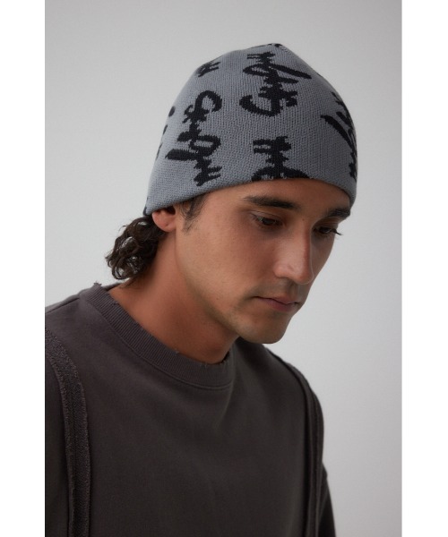 AZUL by moussy(アズールバイマウジー)の「総ロゴニット帽(ニットキャップ/ビーニー・メンズ・グレー/ブラック・FREE)」の12枚目の写真