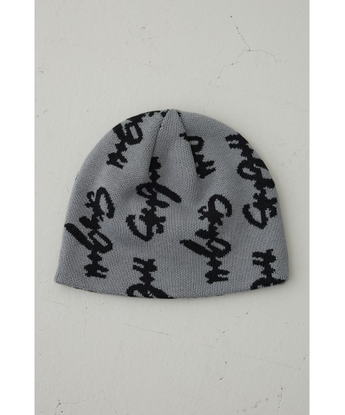 AZUL by moussy(アズールバイマウジー)の「総ロゴニット帽(ニットキャップ/ビーニー・メンズ・グレー/ブラック・FREE)」の14枚目の写真