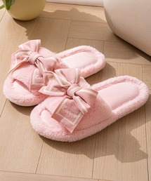 Lace Ladies（レースレディース）の「配色 ライン リボン付き ファー スリッパ（ルームシューズ/スリッパ）」