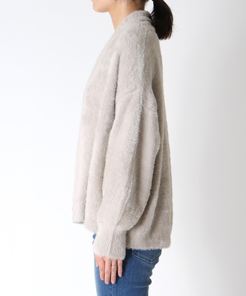 Jines（ジネス）の「フェザー調カーディガン（カーディガン/ボレロ・レディース・ブラウン/グレー・38）」の8枚目の写真