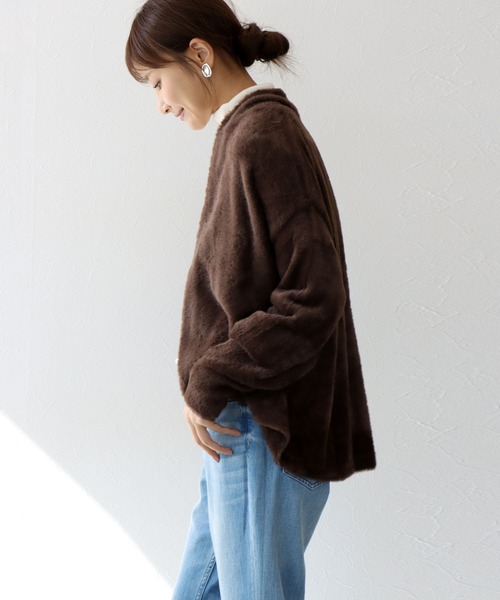 Jines（ジネス）の「フェザー調カーディガン（カーディガン/ボレロ・レディース・ブラウン/グレー・38）」の11枚目の写真