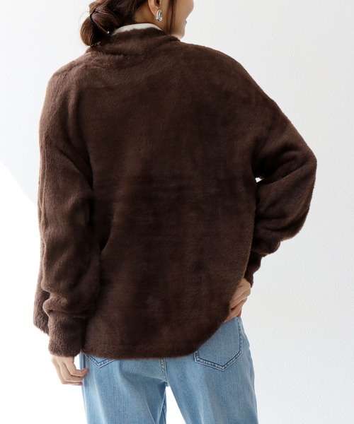 Jines（ジネス）の「フェザー調カーディガン（カーディガン/ボレロ・レディース・ブラウン/グレー・38）」の10枚目の写真