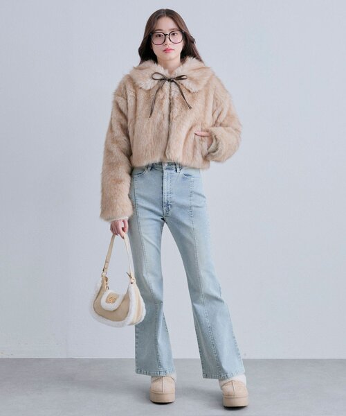 OLIVE des OLIVEリボン付きファーブルゾン セール】リボン付きファーブルゾン（ブルゾン）｜OLIVE des OLIVE