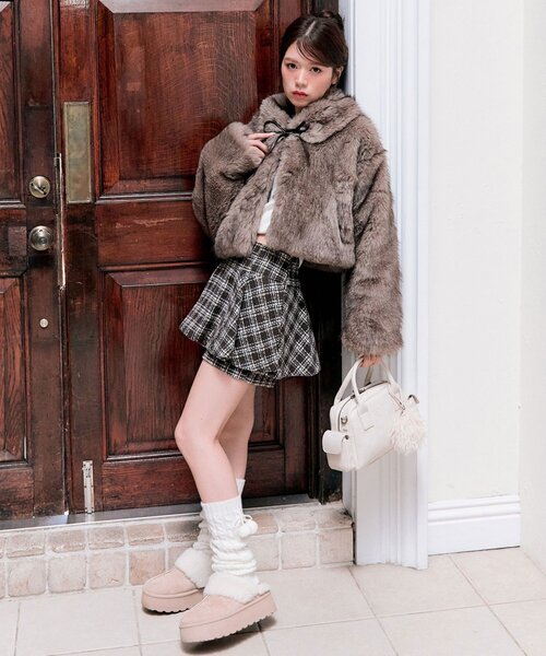 OLIVE des OLIVE（オリーブデオリーブ）の「リボン付きファーブルゾン（ブルゾン・レディース・オフホワイト/ベージュ/モカ・FREE）」の8枚目の写真