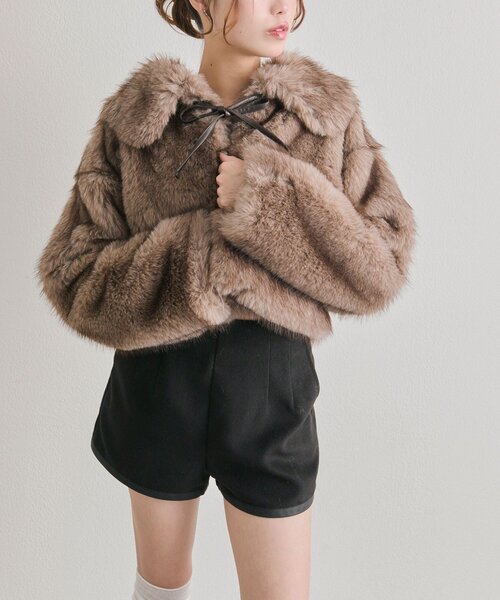 OLIVE des OLIVE（オリーブデオリーブ）の「リボン付きファーブルゾン（ブルゾン・レディース・オフホワイト/ベージュ/モカ・FREE）」の15枚目の写真