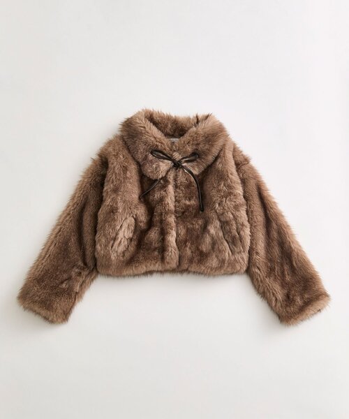 OLIVE des OLIVE（オリーブデオリーブ）の「リボン付きファーブルゾン（ブルゾン・レディース・オフホワイト/ベージュ/モカ・FREE）」の16枚目の写真