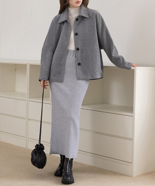 【美品】マルニ ドルマンスリーブ　ショートコート　グレー　38　レディース セール】【裏キルティング/前後アシメで後ろ姿カバーアップ】長袖