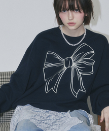 RONRON | BIG RIBBON LINE SWEATSHIRT NAVY(スウェット)