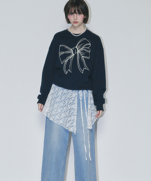 RONRON（ロンロン）の「BIG RIBBON LINE SWEATSHIRT NAVY（スウェット・レディース・その他・FREE）」の2枚目の写真