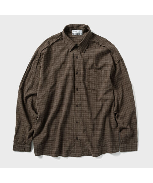 SUPERSUB(スーパーサブ)の「カットオフグランジチェックシャツ - カーキブラウン(シャツ/ブラウス・レディース・その他・MEDIUM/LARGE/SMALL)」の1枚目の写真