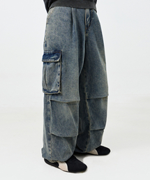 SWEATS ESSENTIAL WEAR デニムパンツ インディゴ セール】ASI エッセンシャル ワンタック ワイドデニムパンツ_