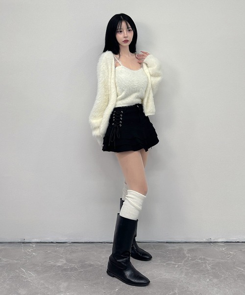 FOLLOWIN(フォロウィン)の「【 インパン裏地付 】サイドリボンフレアミニスカート(スカート・レディース・ブラック/ブラウン・SMALL/MEDIUM/LARGE)」の4枚目の写真