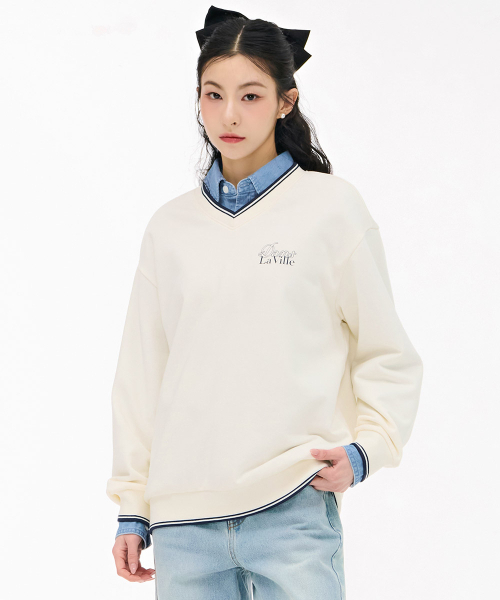CHASECULT(チェイスカルト)の「女性ティップ配色VネックスウェットTシャツ-アイボリー(スウェット・レディース・アイボリー・90/85)」の5枚目の写真