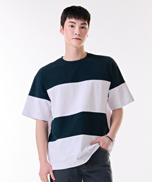 男性カラーブロック半袖Tシャツ-DBRK5817D0G