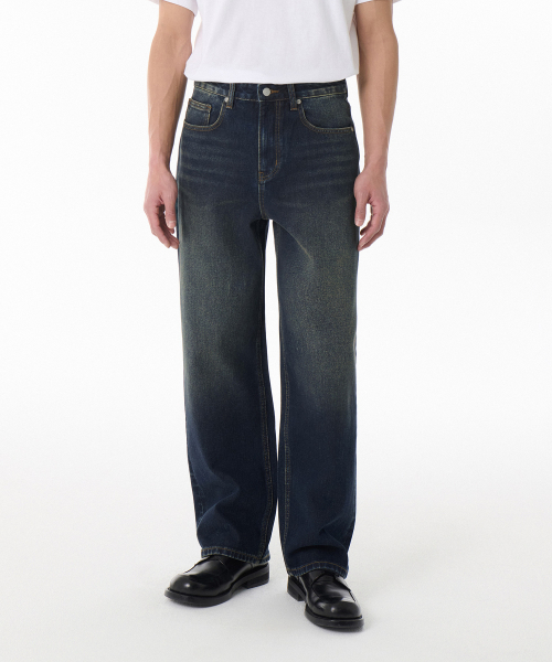 MUSINSA STANDARD（ムシンサスタンダード）の「ルーズストレートデニムパンツ [ダークブルー]（デニムパンツ・メンズ・その他・33/26/27/28/29/42/34/32/30/31/40/38/36）」の2枚目の写真