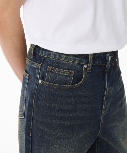 MUSINSA STANDARD（ムシンサスタンダード）の「ルーズストレートデニムパンツ [ダークブルー]（デニムパンツ・メンズ・その他・33/26/27/28/29/42/34/32/30/31/40/38/36）」の5枚目の写真